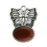 High Quality Natural Colorful Gem Stone Alloy Butterfly Pendant Fashion Women Jewelry Accessories for Children's Party Necklace