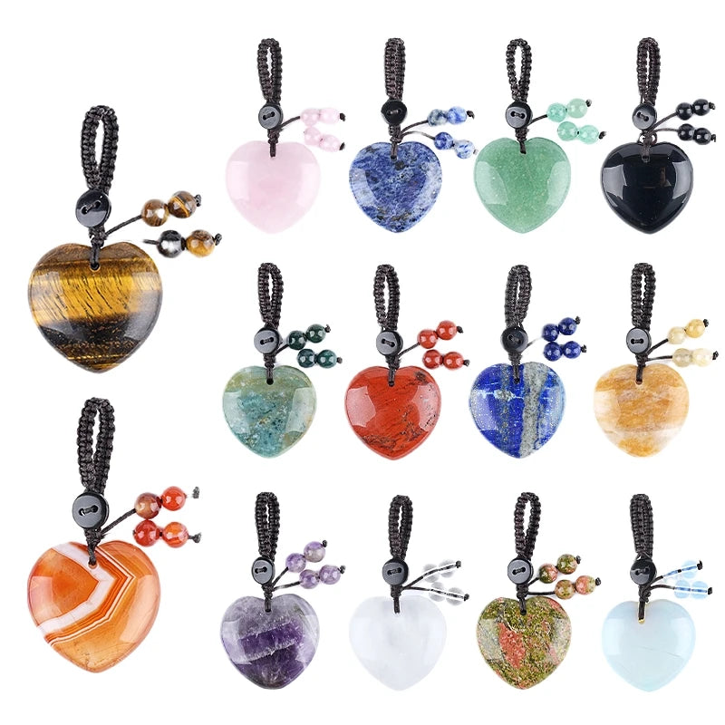 Fashional Gemstone Droplet Shaped Special Hand Engraved Pendant Woven Rope Keychain Bag Keychain Pendant Keychain Love Gift