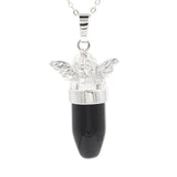 Angel Crystal Bullet Pendant Silver Plated Natural Stone Guardian Angel Charm for Reiki Chakra Necklace Making