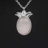 Crystal pineapple Pendant Pineapple 18K Rose/White/Yellow Gold Plated Dainty Opal Necklace & Anchor Chain, White