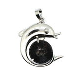 Ocean Serenity: Handcrafted Natural Stone Dolphin Pendant • Healing Crystal Marine Animal Totem • Silver Plated Jewelry Gift