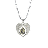 Vintage Silver Angel Wings Heart Necklace - Ready to Wear Teardrop Crystal Ball Chain Pendant for Women, Spiritual Gift