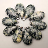 Natural Gemstone Teardrop Pendant Water Drop Chakra Healing Gemstone Charm for DIY Necklace Making