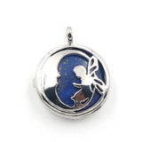 Fairy Hollow Cutout Open Locket Necklace with Natural Crystal Stone Silver Plated Memory Wish Box Pendant Black Wax Cord Necklace for Women