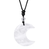 35MM Gemstone Crescent Moon Pendant Necklace Adjustable Rope for Women Men #SN1762