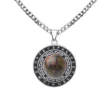 Retro Viking Rune Pendant Necklace - Stainless Steel Goldstone Amulet - Nordic Futhark Circle Jewelry for Men & Women