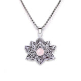 Stainless Steel Vintage Link Chain Custom Jewelry Bohemian Style Lotus Flower Jewelry for Women Necklace