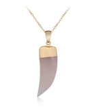 Minimalist Natural Stone Italian Horn Necklace Dainty Gold Plated Pepper and Tooth Shape Charm Spiritual Protection Amulet Crystal Jewelry Gift