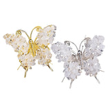 Natural Crystal Chip Butterfly Ornament | Gold-Plated Frame Handmade Gemstone Home Decor