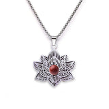 Stainless Steel Vintage Link Chain Custom Jewelry Bohemian Style Lotus Flower Jewelry for Women Necklace