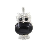 Owl Shape Natural Gemstone Pendant, Silver‑Plated Animal Crystal Charm, Wisdom Owl Healing Stone Necklace Pendant for DIY Jewelry Making
