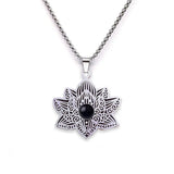 Stainless Steel Vintage Link Chain Custom Jewelry Bohemian Style Lotus Flower Jewelry for Women Necklace