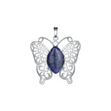 Mystic Butterfly Natural Crystal Pendant – Elegant Hollow Wing Pink Quartz Statement Necklace
