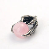 Dragon Claw Natural Gemstone Sphere Pendant, Gothic Dragon Claw Holding Crystal Ball Charm Pendant for Necklace