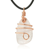Copper Wire Wrapped Tumbled Natural Crystal Pendant, Irregular Raw Gemstone Healing Necklace Charms for Women Jewelry Making