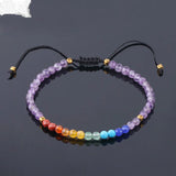 7 Chakra Healing Bracelet - 4mm Faceted Natural Stone Beads for Meditation & Yoga