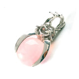 Rose Flower Bezel Round Natural Gemstone Pendant, 16mm Sphere Crystal Silver‑Tone Alloy Charm for Necklace Jewelry Making