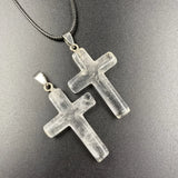 Natural Gemstone Cross Pendant Charms, Mixed Crystal Agate Tiger Eye Chakra Stone Cross Beads for DIY Christian Necklace Jewelry Making Supplies