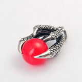 Dragon Claw Natural Gemstone Sphere Pendant, Gothic Dragon Claw Holding Crystal Ball Charm Pendant for Necklace