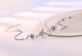 S925 Silver Double Star Charm Bracelet for Women, Micro Paved CZ Zircon Crystal Box Chain Adjustable Bracelet, Elegant Ladies Fashion Jewelry Gift