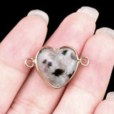 13MM Gemstone Heart Pendant Connector for Making Jewelry Wrapped Gold Plated