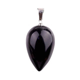 Minimalist Natural Stone Teardrop Necklace Smooth Polished Water Drop Crystal Charm Pendant with Adjustable Black Cord Unisex Spiritual Protection Jewelry