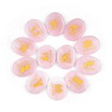 Carving 12 Constellation Healing Stones Multiple Gemstones Choose Oval Polished Gemstone Collectibles #SP1904-W16