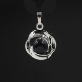 Crystal small flower pendant necklace is popular in Europe and America Pressed Flower Circle Frame Pendant with Yellow Gold