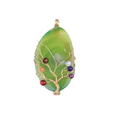 Hand-Wrapped Tree of Life Agate Pendant: 7 Chakra Healing Crystal Necklace with Copper Wire for Spiritual Wellness