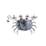Natural Gemstone Crab Pendant | Silver-Tone Alloy Animal Charm for DIY Jewelry