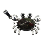 Natural Gemstone Crab Pendant | Silver-Tone Alloy Animal Charm for DIY Jewelry