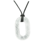 Natural Crystal Oval Ring Necklace, Solid Gemstone Open Center Token Pendant, Meaningful Minimalist Everyday Protection Talisman Gift