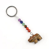 7 Chakra Natural Stone Polar Bear Keychain - Hand-Carved Gemstone Bear Amulet Backpack Charms Spiritual Healing Gift