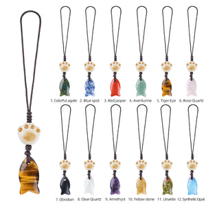 Natural Green Aventurine fish keychain for good luck
