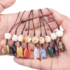 Sodalite gemstone fish pendant for bag and keys