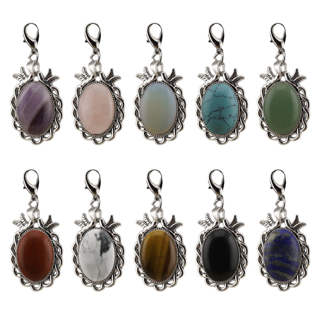 Silver Alloy Bird Gemstone Pendant Charm Tag #SP1501 with 18x25mm Cab