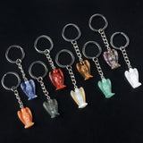 Handmade Craved 1.0Inch Gemstone Angel Pendant Charms Keychain #KC1531