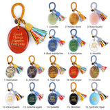 Good Things Happen Everyday Natural Crystal Keychain - Positive Affirmation Palm Stone with Tassel, Multi-Stone Options for Bag/Car Decor #KC1964