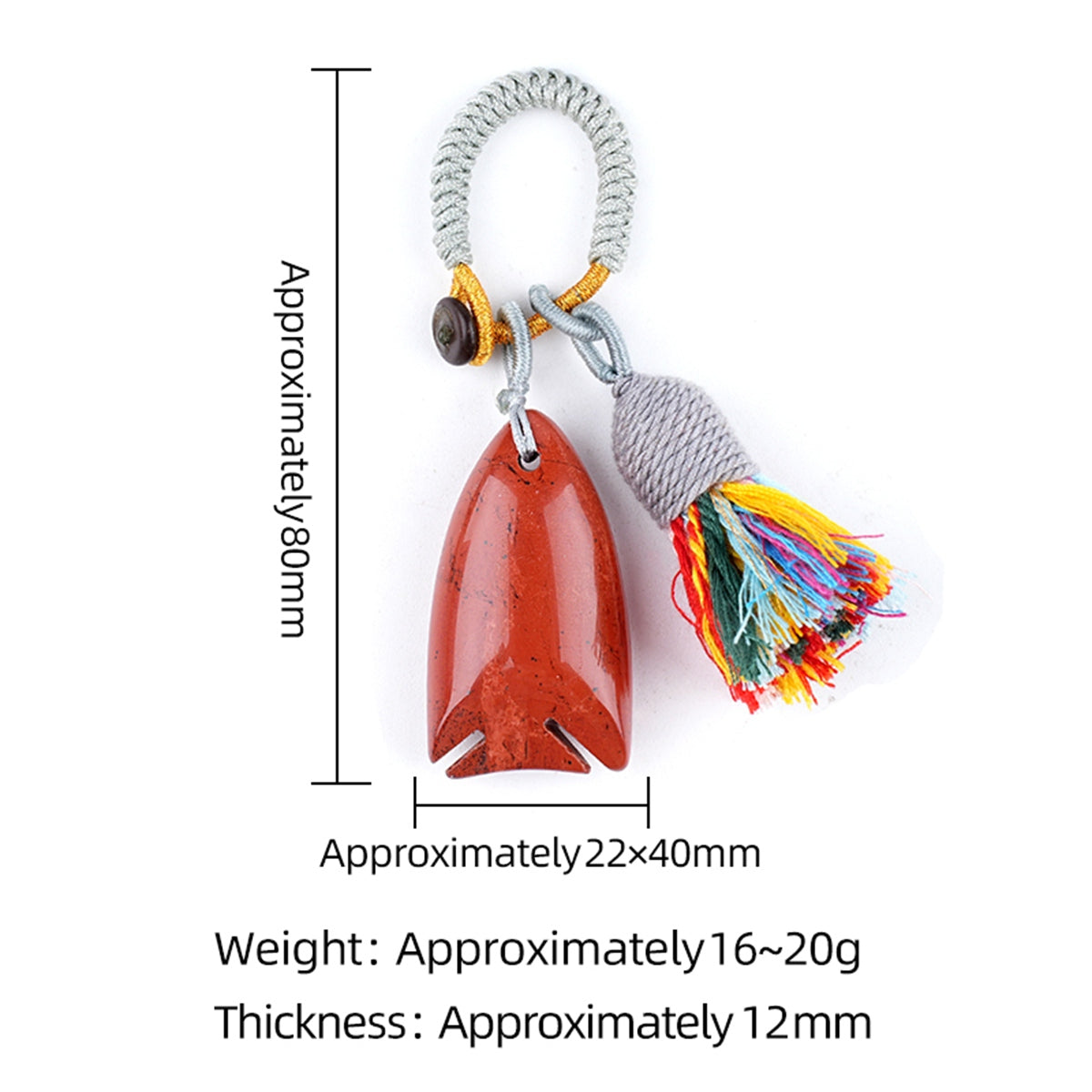 Handmade Gemstone Fish Keychain with Colorful Tassel #KC2016S-A10 Charm for Abundance, Protection & Everyday Luck | Perfect Gift for Her