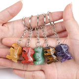 Gemstone Horse Pendant Keychain Hand Carved 25MM Animal Keyring  Accessories for Bag #KC2302S-A1