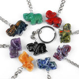 1 Inch Elephant Gemstone Pendant Keychain - Wildlife Animal Charm Key Ring for Keys, Bag, Backpack |Unique Gift for Animal Lover #KC2307S-A1