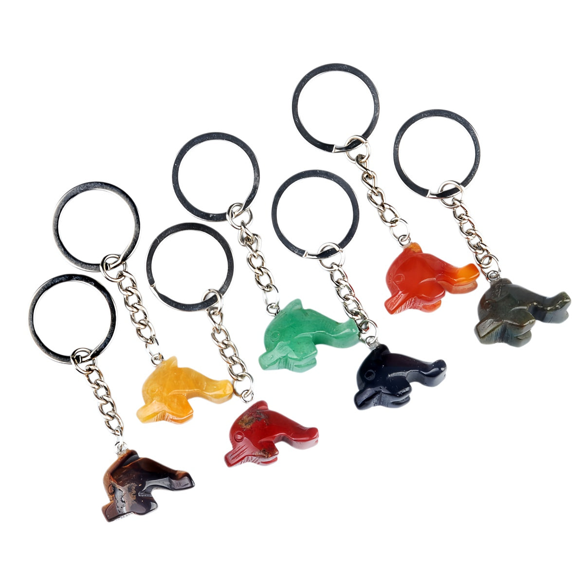 1.0Inch Dolphin Gemstone Pendant Keychain #KC2310S-A1