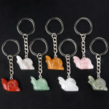 1.0 Inch Hand Carved Snail Gemstone Figurine Pendant Keychain #KC2323S-A1