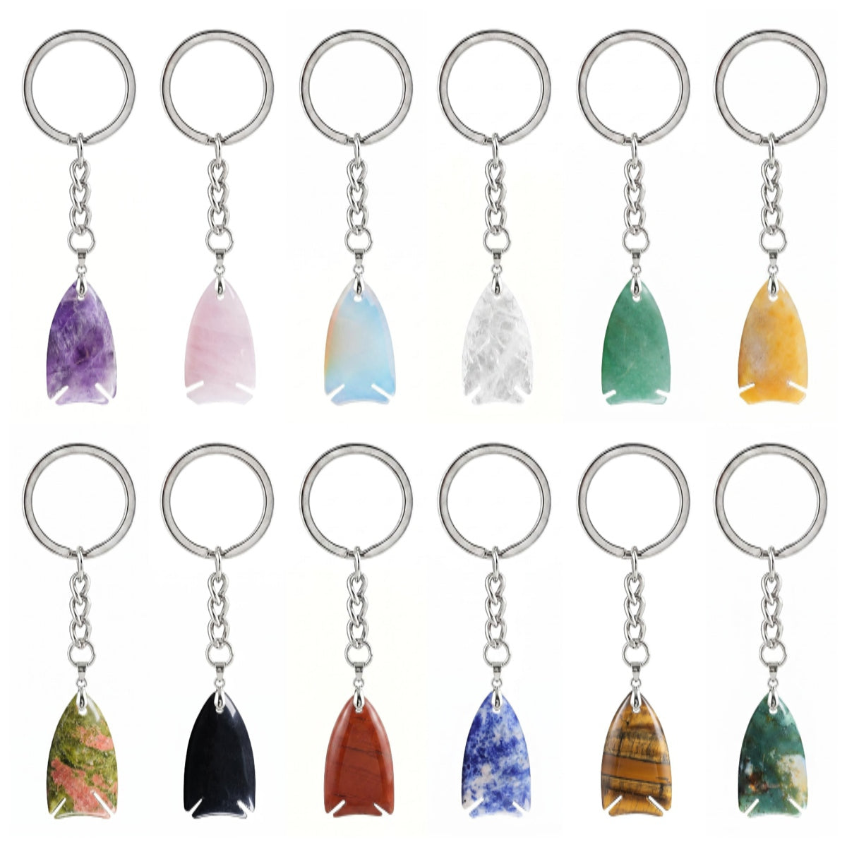 Handmade Crystal Fish Keychain #KC2016  Natural Gemstone Talisman for Abundance & Protection, Elegant Accessory for Everyday Luck & Positive Energy