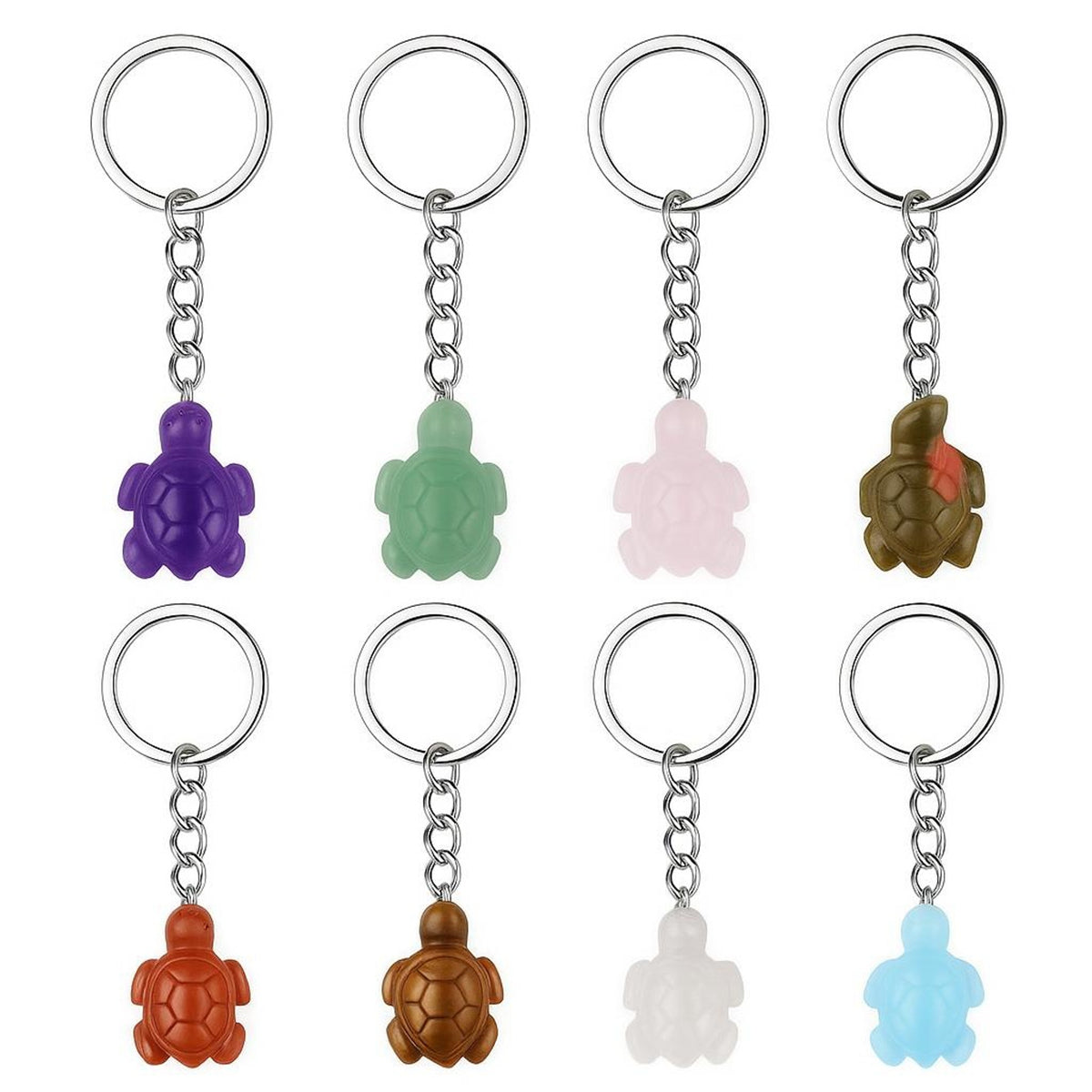 Gemstone Tortoise Keychain - Natural Stone Animal Charm