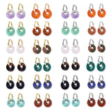 Natural 18MM Healing Gemstone Coin Pendant Drop Earrings for Women Stone Gold Dangle Ear Jewelry