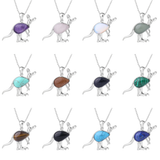 Silver Kangaroo Gemstone Pendant Necklace for Women Men #SN1765 Animal Charms Beads Chain Jewelry