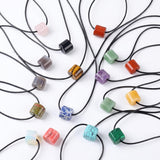 Minimalist Natural Crystal Cylinder Pendant Necklace - Adjustable Cord #SN2023