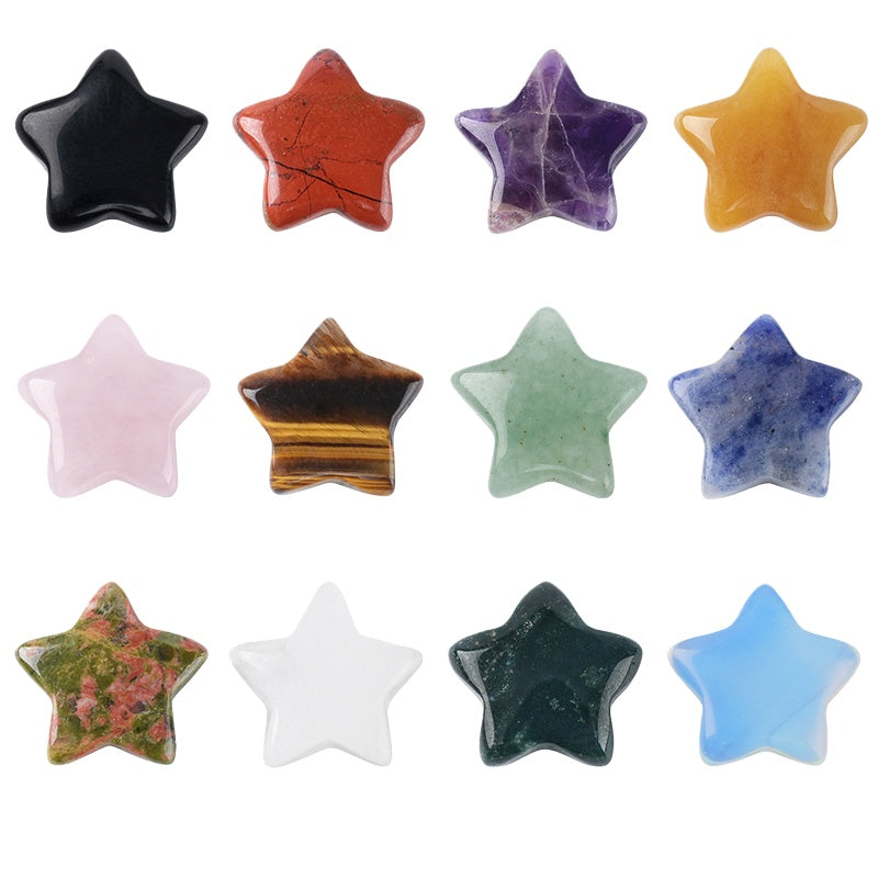 Handmade Craved 15mm Gemstone Star Ornament for Decoration