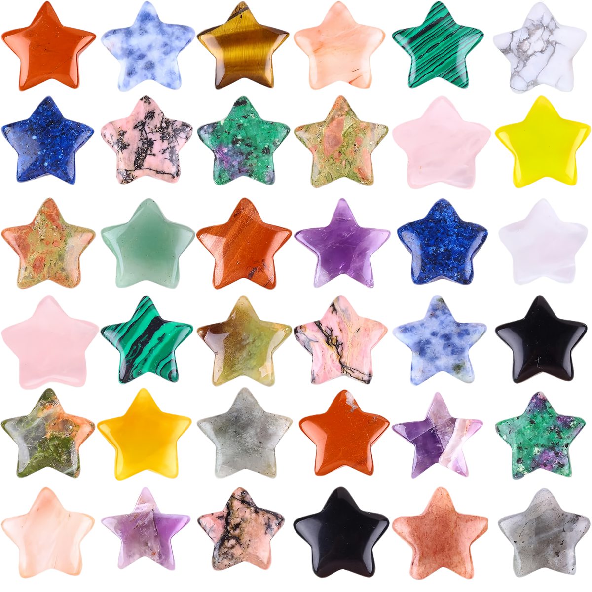 Handmade Craved 30mm Gemstone Star Ornament for Decoration
